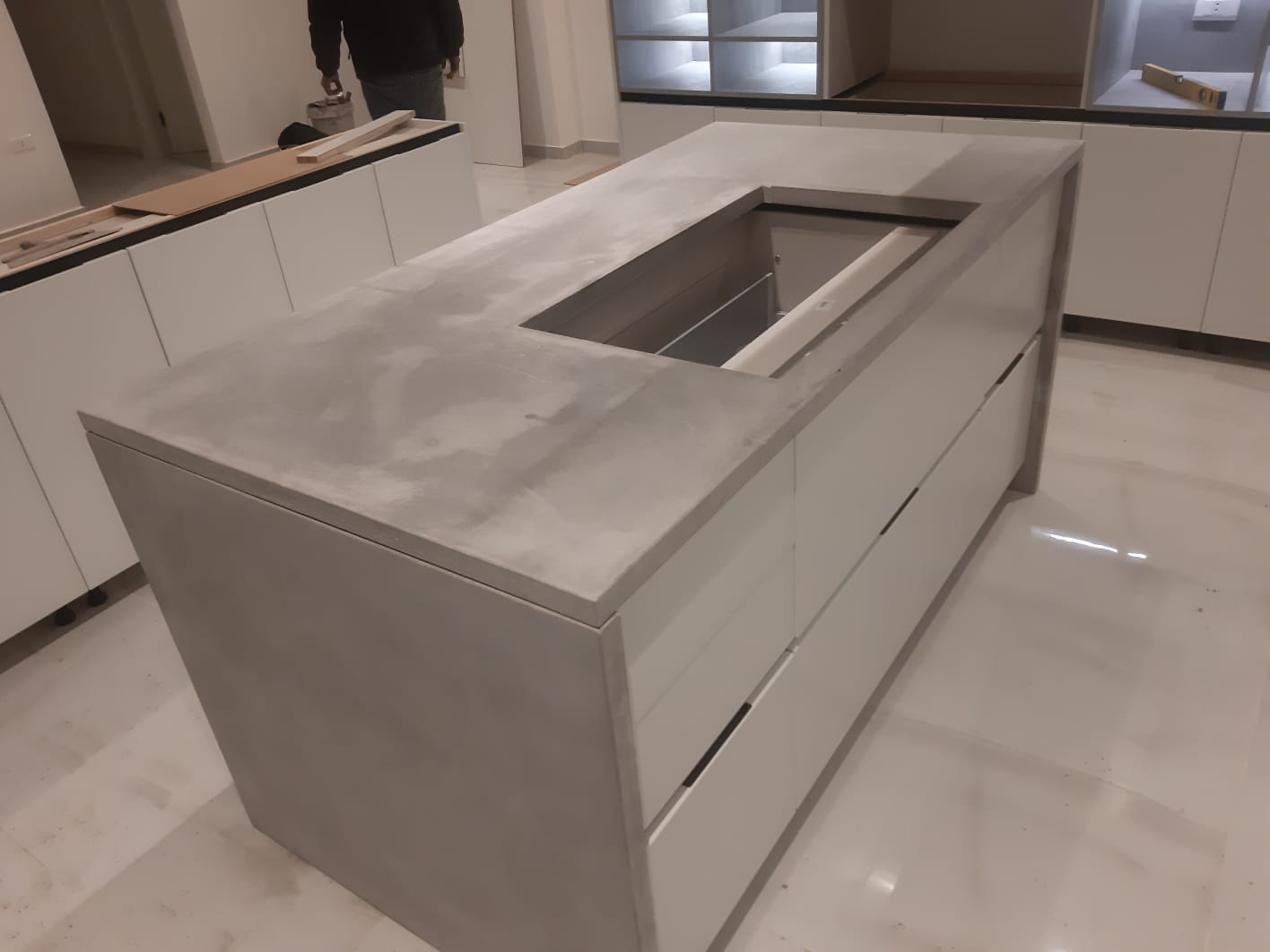 Custom concrete counter top for a private residence in Amman